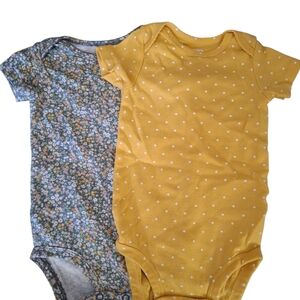 Carter's Floral Blue and Yellow Dot Bodysuits